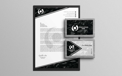 Profesionální černý luxusní hlavičkový papír a design vizitky - Corporate Identity