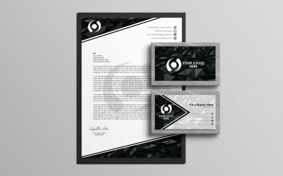 Profesjonalny czarny luksusowy papier firmowy i projekt wizytówki - identyfikacja wizualna