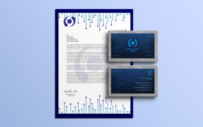 Professionelles Technologie-Briefkopf- und Visitenkarten-Design – Corporate Identity