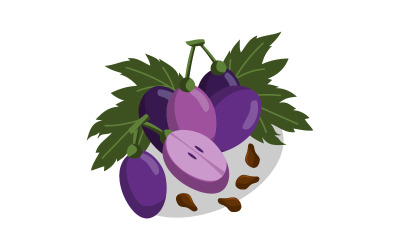 Vector de plantilla de logotipo de frutas y hojas de racimos de uva
