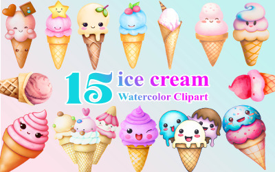 Acquerello Gelato Clipart, Gelato Clipart Illustrazione