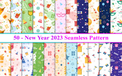 Happy New Year 2023 Seamless Pattern, New Year Seamless Pattern