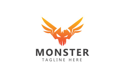 Modelo de logotipo de jogo escuro e logotipo de monstro