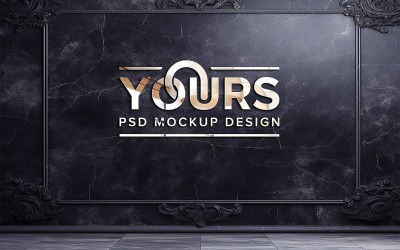 Logo Mockup on Black Marble Wall Psd