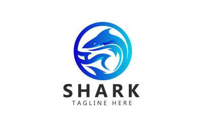 Logo fali rekina i szablon logo ryby rekina