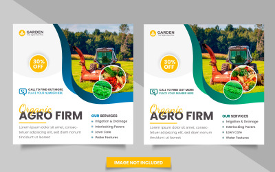 Servizi agricoli e agricoli post sui social media e banner sui social media per il giardinaggio