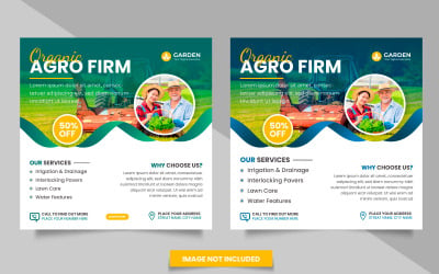 Vector servizi agricoli e agricoli post sui social media e banner sui social media per il giardinaggio