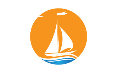 Logo de silhouette de navire linéaire Ocean Cruise Vector 34