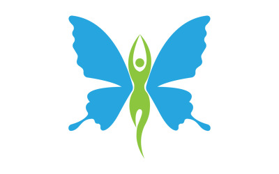 Schönheits-fliegende Frauen-Weinlese-Schmetterlings-Logo 11