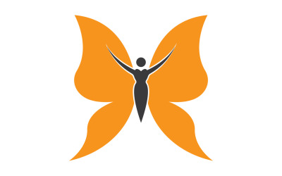 Schönheits-fliegende Frauen-Weinlese-Schmetterlings-Logo 1