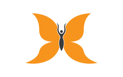 Schönheits-fliegende Frauen-Weinlese-Schmetterlings-Logo 4