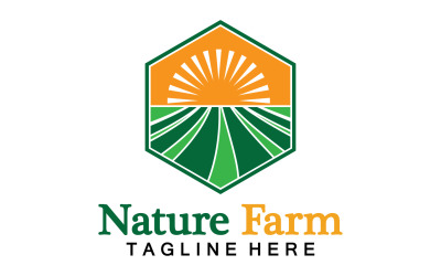 Natur-Bauernhof und Landwirtschafts-Vektor-Logo-Illustrations-Design V3
