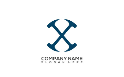 Х | Письмо X Дизайн логотипа Hammer | Premium Infinity Letter X Hammer Vector Logo