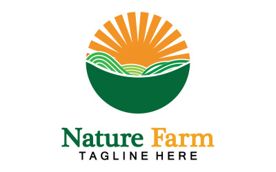 Natur-Bauernhof und Landwirtschafts-Vektor-Logo-Illustrations-Design V20