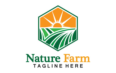 Natur-Bauernhof und Landwirtschafts-Vektor-Logo-Illustrations-Design V8