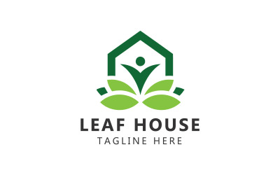 Green House Logotyp Och Leaf House Logotyp Mall