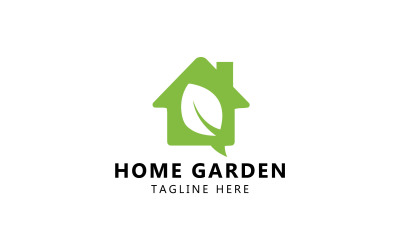 Hausgarten-Gesprächslogo und Logo-Vorlage für grünes Haus