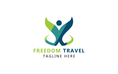 Freedom Travel Logo und grüne weiche Flügel-Vogel-Logo-Vorlage