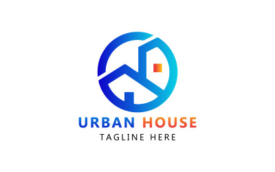 Logo della casa urbana e modello di logo del marchio immobiliare
