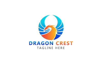 Logotipo de alas de cresta de dragón y plantilla de logotipo heráldico de dragón