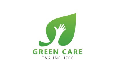 Logotipo de cuidado verde y plantilla de logotipo de vida humana