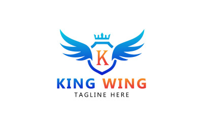 Logotipo del ala del rey y plantilla del logotipo del ala del rey real