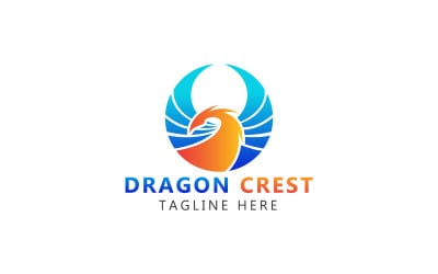龙冠翅膀标志和龙纹章标志模板