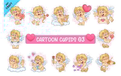 Bündel Cartoon Amor 03. Clipart.