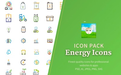 Duży zestaw ikon energii - 176 ikon energii