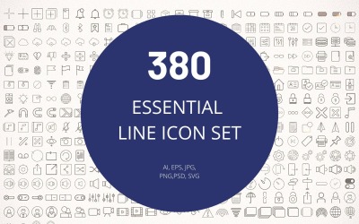 Paquete de íconos: Conjunto esencial lineal (380 íconos esenciales)