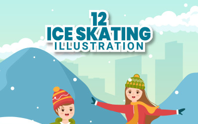 12 skridskoåkning på isbana Illustration