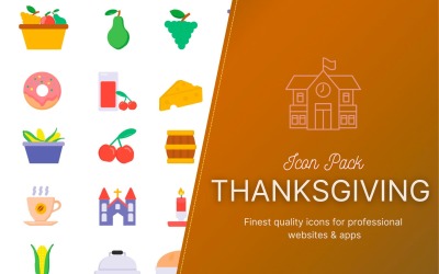 Stor ikonuppsättning - Thanksgiving (60 ikoner)