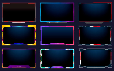Twitch-strömöverlagringspaket inklusive facecam-överlagring, offline, börjar snart vektordesign