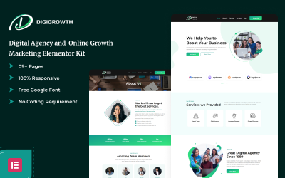 Digigrowth - Kit de elementor de marketing de crecimiento en línea y agencia digital
