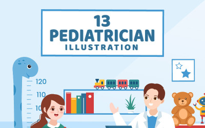 13 Ilustración de pediatra y bebé