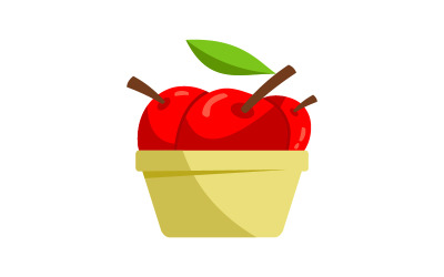 Design de logotipo de balde de frutas maçã vermelha