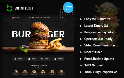 Excelente hamburguesa: tema receptivo de OpenCart para comercio electrónico