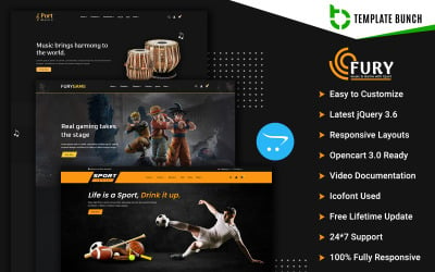 Fury - Música y juegos con deporte - Tema receptivo de OpenCart para comercio electrónico