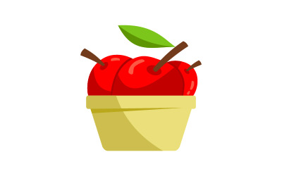 Красное яблоко Fruit Bucket Logo Design