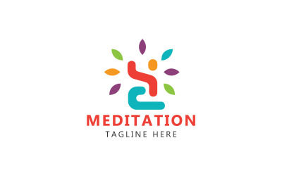 Logo de méditation et modèle de logo de méditation humaine de yoga
