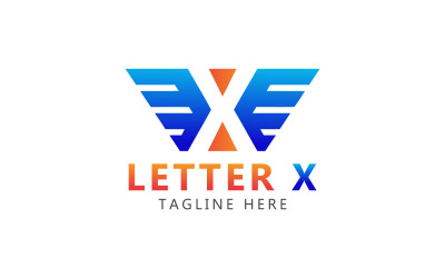 Plantilla de logotipo de letra inicial X Wing