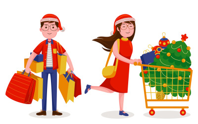 Christmas Shopping Vector Illustration #01