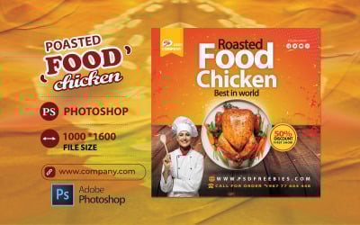 Шаблон флаера с меню жареной курицы