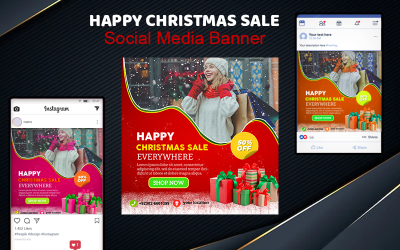 Cartaz de venda de Natal na promoção de mídia social