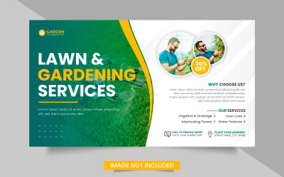 Landbouwdienst webbannerbundel of grasmaaier tuinieren landschapsarchitectuur banner vectorontwerp