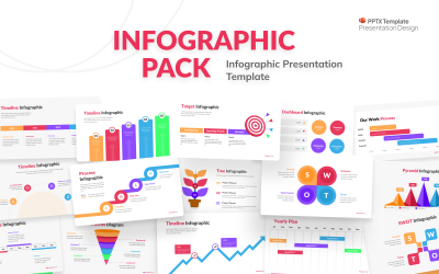 Modello di PowerPoint pacchetto infografica colorato