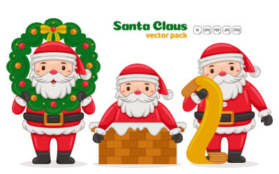 Santa Claus Postavy Vector Pack #02