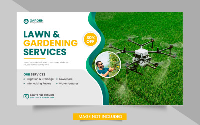 Vector Landbouwservice webbannerbundel of grasmaaier tuinieren landschapsarchitectuur bannerontwerp