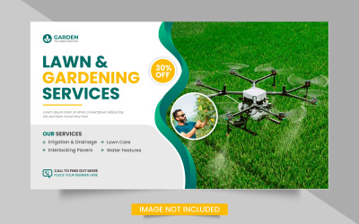 Vektör Tarım hizmeti web afiş paketi veya çim biçme makinesi bahçe düzenlemesi afiş tasarımı