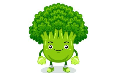 Brokoli Maskot Karakter Vektör Çizim